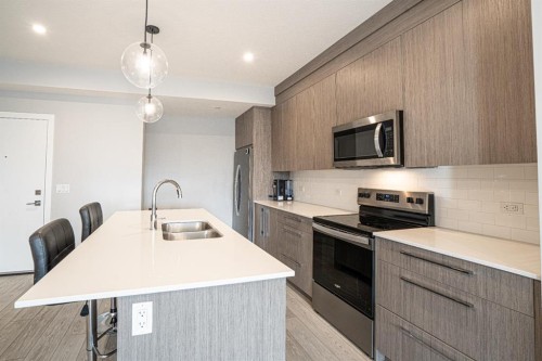 2324-60 Skyview Ranch Road Ne, Calgary, AB - Indoor Photo Showing Kitchen With Stainless Steel Kitchen With Double Sink With Upgraded Kitchen
