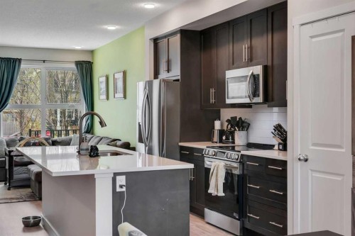 76 Carrington Boulevard Nw, Calgary, AB - Indoor Photo Showing Kitchen With Stainless Steel Kitchen With Upgraded Kitchen