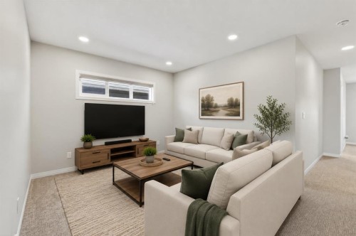 132 Seton Villas Se, Calgary, AB - Indoor Photo Showing Living Room