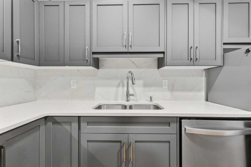 132 Seton Villas Se, Calgary, AB - Indoor Photo Showing Kitchen With Double Sink