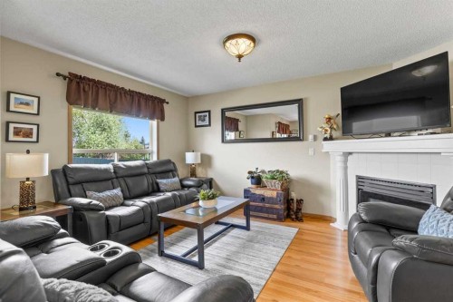 158 Saratoga Close Ne, Calgary, AB - Indoor Photo Showing Living Room With Fireplace