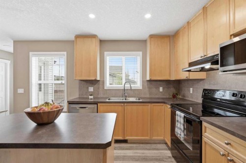 213 Silverado Drive Sw, Calgary, AB - Indoor Photo Showing Kitchen With Double Sink