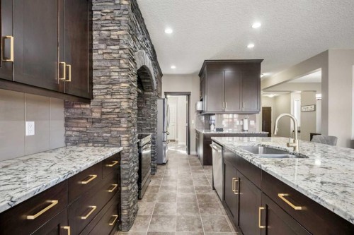 495 Cranford Drive Se, Calgary, AB - Indoor Photo Showing Kitchen With Double Sink With Upgraded Kitchen