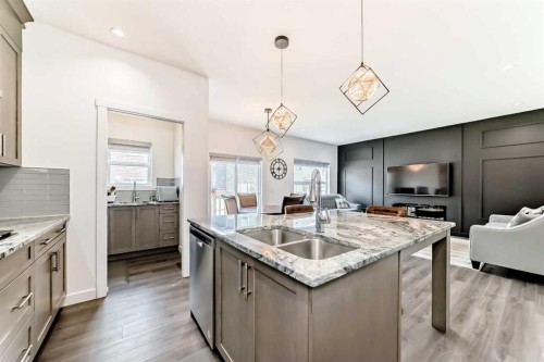 65 Saddlestone Green Ne, Calgary, AB - Indoor Photo Showing Kitchen With Double Sink With Upgraded Kitchen