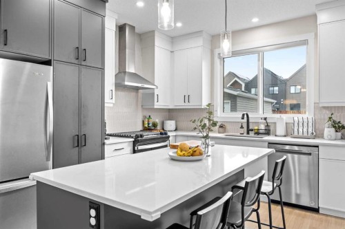 72 Seton Villas Se, Calgary, AB - Indoor Photo Showing Kitchen With Upgraded Kitchen