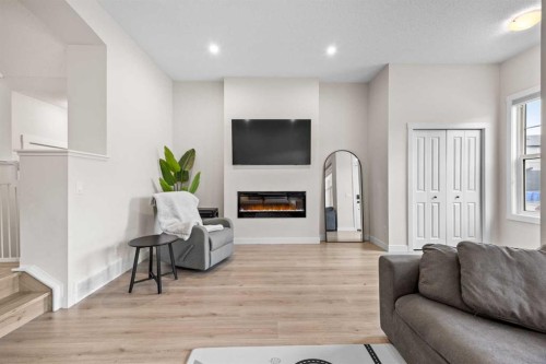 72 Seton Villas Se, Calgary, AB - Indoor With Fireplace