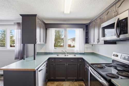 4525 Shannon Drive, Olds, AB - Indoor Photo Showing Kitchen With Double Sink