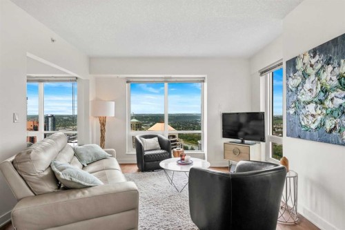 3202-930 6 Avenue Sw, Calgary, AB - Indoor Photo Showing Living Room