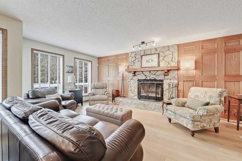 42 Sundown Close Se, Calgary, AB - Indoor Photo Showing Living Room With Fireplace