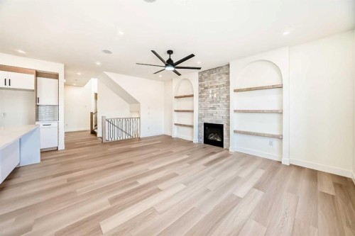 407 Rivercrest Road, Cochrane, AB - Indoor With Fireplace
