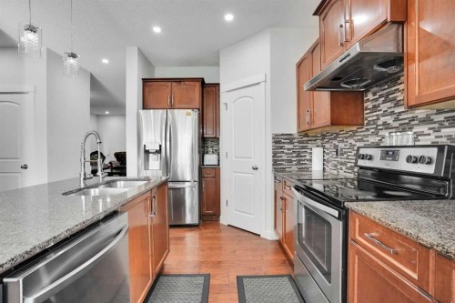 449 Skyview Ranch Way Ne, Calgary, AB - Indoor Photo Showing Kitchen With Stainless Steel Kitchen With Double Sink With Upgraded Kitchen