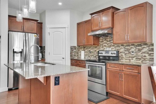449 Skyview Ranch Way Ne, Calgary, AB - Indoor Photo Showing Kitchen With Stainless Steel Kitchen With Upgraded Kitchen