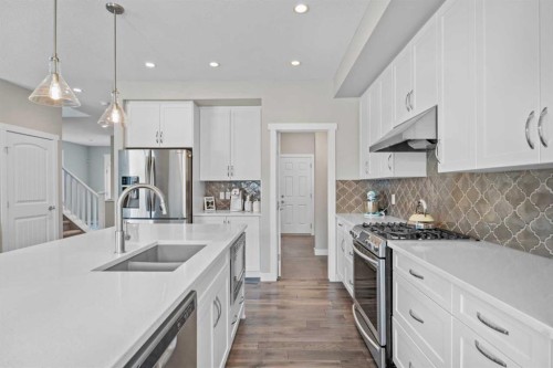 19 Masters Mews Se, Calgary, AB - Indoor Photo Showing Kitchen With Double Sink With Upgraded Kitchen