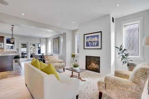 4120 16 Street Sw, Calgary, AB - Indoor Photo Showing Living Room With Fireplace