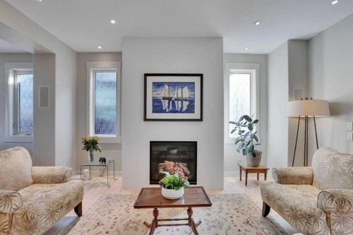 4120 16 Street Sw, Calgary, AB - Indoor Photo Showing Living Room With Fireplace