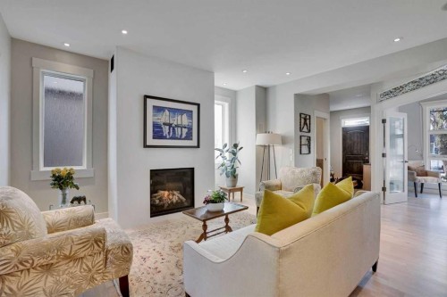 4120 16 Street Sw, Calgary, AB - Indoor Photo Showing Living Room With Fireplace