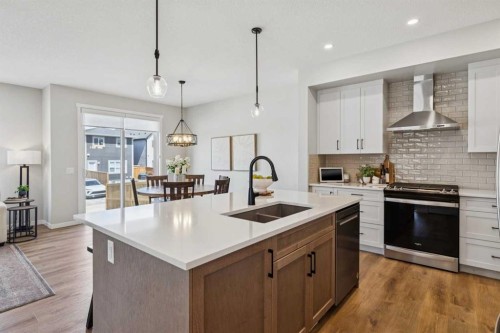 437 Magnolia Way Se, Calgary, AB - Indoor Photo Showing Kitchen With Double Sink With Upgraded Kitchen