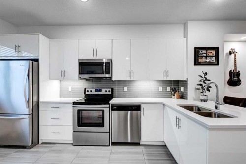 105 Walden Common Se, Calgary, AB - Indoor Photo Showing Kitchen With Double Sink With Upgraded Kitchen