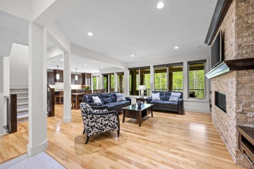 89 Evergreen Mount Sw, Calgary, AB - Indoor With Fireplace
