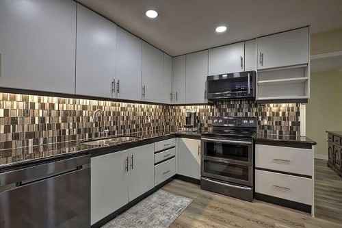 48 Deermont Way Se, Calgary, AB - Indoor Photo Showing Kitchen With Double Sink