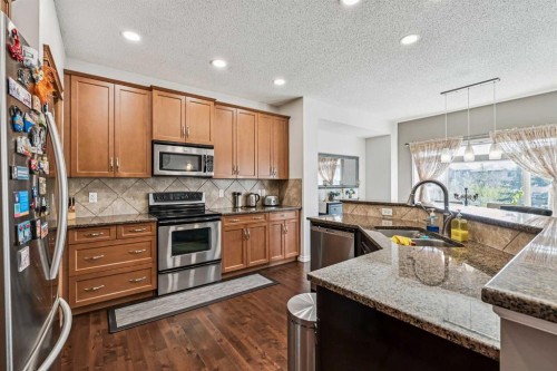 108 Seagreen Lane, Chestermere, AB - Indoor Photo Showing Kitchen With Stainless Steel Kitchen With Double Sink With Upgraded Kitchen