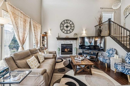 108 Seagreen Lane, Chestermere, AB - Indoor Photo Showing Living Room With Fireplace