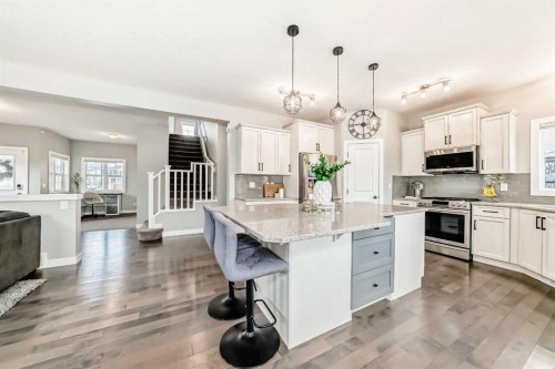 2201 Bayside Circle Sw, Airdrie, AB - Indoor Photo Showing Kitchen With Stainless Steel Kitchen With Upgraded Kitchen