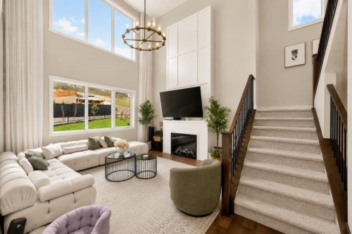 148 Crestridge Terrace Sw, Calgary, AB - Indoor With Fireplace