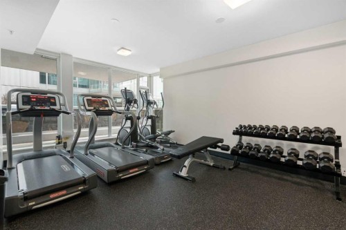 1006-519 Riverfront Avenue Se, Calgary, AB - Indoor Photo Showing Gym Room