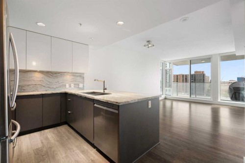1006-519 Riverfront Avenue Se, Calgary, AB - Indoor Photo Showing Kitchen With Double Sink With Upgraded Kitchen