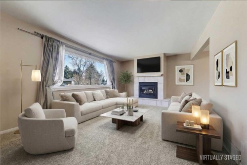 68 West Glen Crescent Sw, Calgary, AB - Indoor Photo Showing Living Room With Fireplace