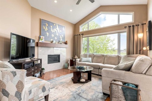 38 Kincora Terrace Nw, Calgary, AB - Indoor Photo Showing Living Room With Fireplace