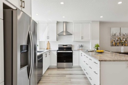 303 Masters Row Se, Calgary, AB - Indoor Photo Showing Kitchen With Upgraded Kitchen
