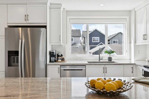 303 Masters Row Se, Calgary, AB - Indoor Photo Showing Kitchen With Upgraded Kitchen