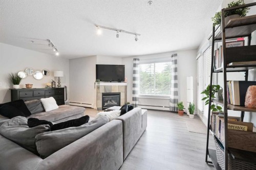 306-735 56 Avenue Sw, Calgary, AB - Indoor Photo Showing Living Room With Fireplace