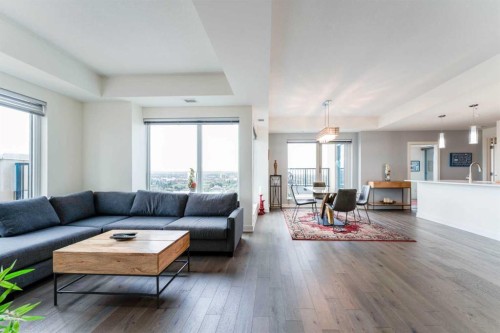 3402-930 6 Avenue Sw, Calgary, AB - Indoor Photo Showing Living Room