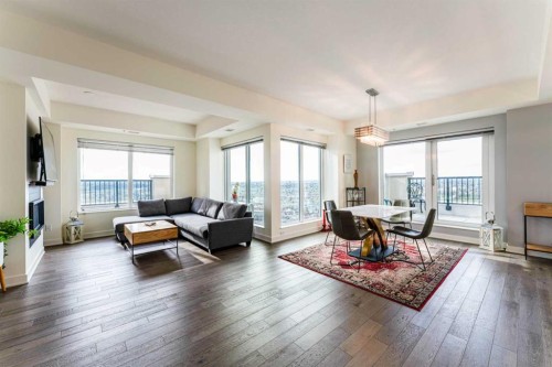 3402-930 6 Avenue Sw, Calgary, AB - Indoor Photo Showing Living Room