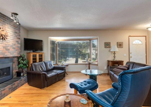 4808 Valiant Drive Nw, Calgary, AB - Indoor Photo Showing Living Room With Fireplace