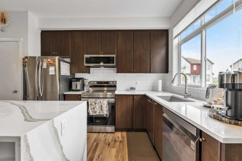 300 Copperstone Cove Se, Calgary, AB - Indoor Photo Showing Kitchen With Stainless Steel Kitchen With Upgraded Kitchen