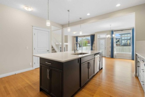 486 Silverado Boulevard Sw, Calgary, AB - Indoor Photo Showing Kitchen With Double Sink With Upgraded Kitchen