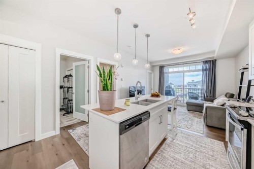 415-300 Auburn Meadows Common Se, Calgary, AB - Indoor Photo Showing Kitchen With Double Sink