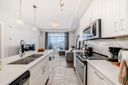 415-300 Auburn Meadows Common Se, Calgary, AB - Indoor Photo Showing Kitchen With Double Sink With Upgraded Kitchen