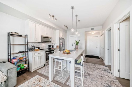 415-300 Auburn Meadows Common Se, Calgary, AB - Indoor Photo Showing Kitchen With Stainless Steel Kitchen With Upgraded Kitchen