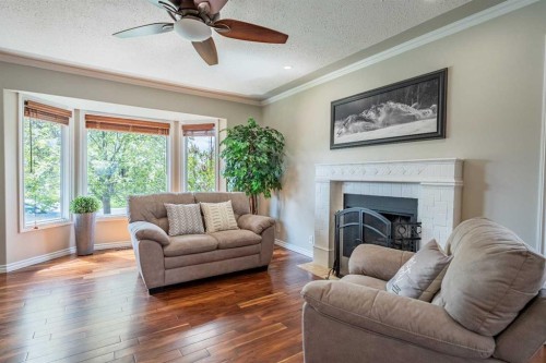 248 Templevale Road Ne, Calgary, AB - Indoor Photo Showing Living Room With Fireplace