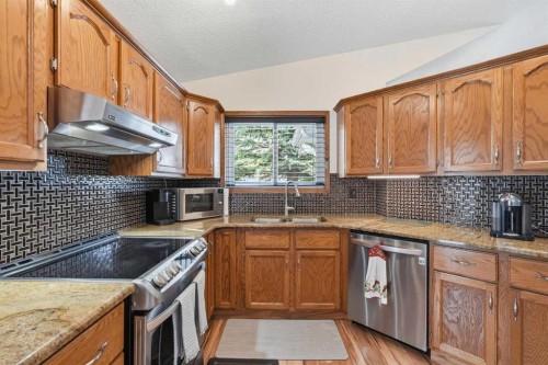 672 Macewan Drive Nw, Calgary, AB - Indoor Photo Showing Kitchen With Double Sink