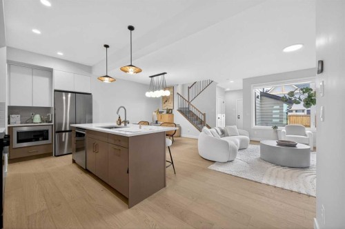 267 Bluerock Avenue Sw, Calgary, AB - Indoor Photo Showing Kitchen With Stainless Steel Kitchen With Upgraded Kitchen