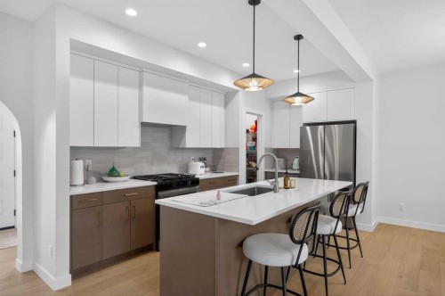 267 Bluerock Avenue Sw, Calgary, AB - Indoor Photo Showing Kitchen With Stainless Steel Kitchen With Upgraded Kitchen