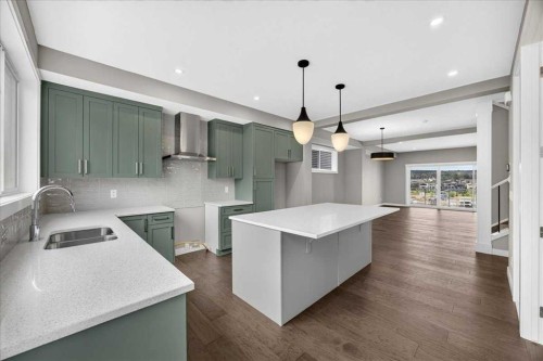 156 Crimson Ridge Place Nw, Calgary, AB - Indoor Photo Showing Kitchen With Double Sink With Upgraded Kitchen