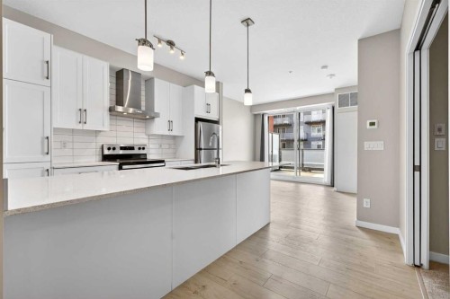 403-122 Mahogany Centre Se, Calgary, AB - Indoor Photo Showing Kitchen With Upgraded Kitchen