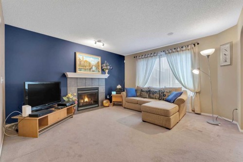 15 Saddletree Drive Ne, Calgary, AB - Indoor Photo Showing Living Room With Fireplace